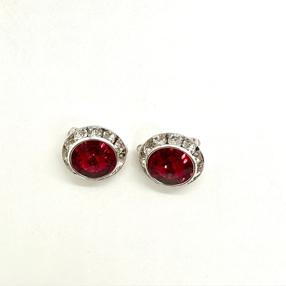 New Red Swarovski Crystal Rhinestone Clip earrings - Picture 3 of 12